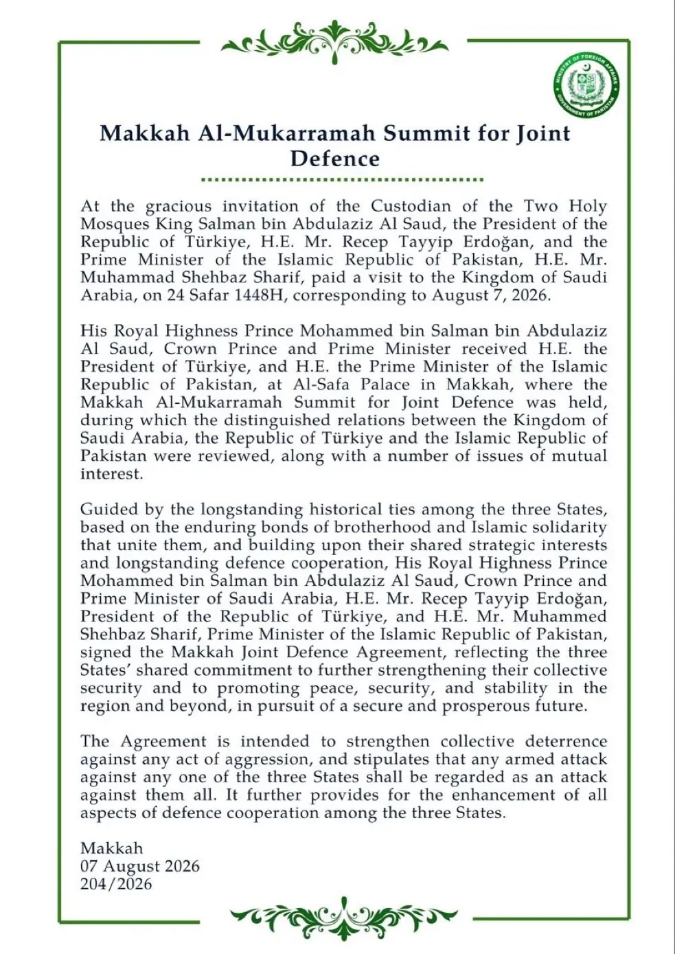 Inside The Pak-Saudi-Turkey Defence Deal